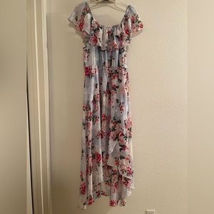 Torrid blue floral off shoulder flounce spring maxi dress size 18 3x never worn